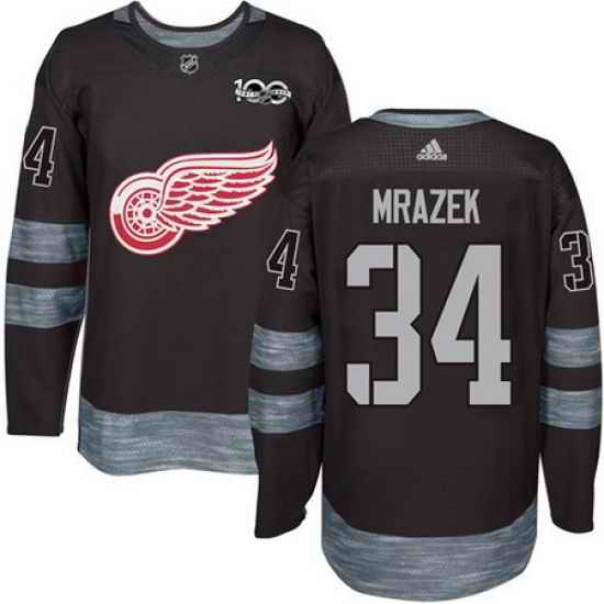 Red Wings #34 Petr Mrazek Black 1917 2017 100th Anniversary Stitched NHL Jersey